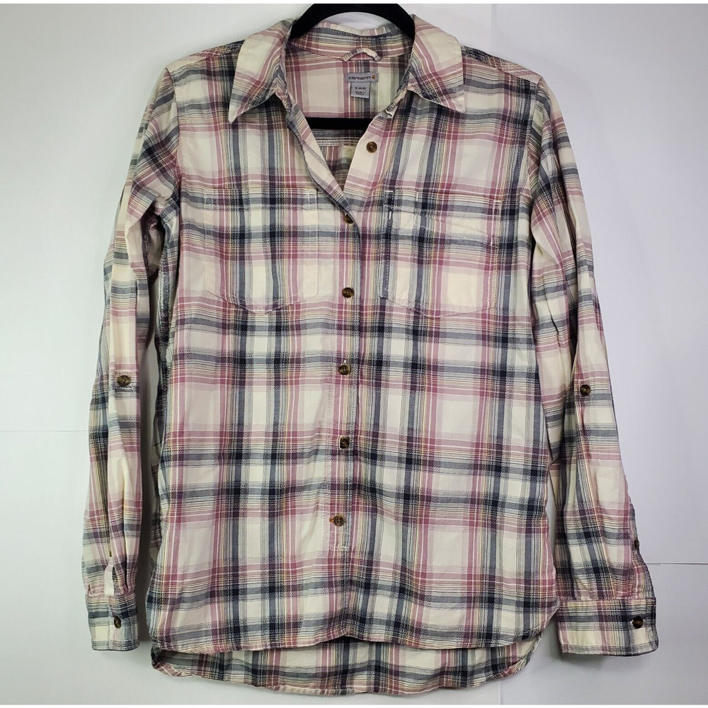 Carhartt Women’s Small Plaid Button Up Shirt Long Sleeve Workwear Casual Top